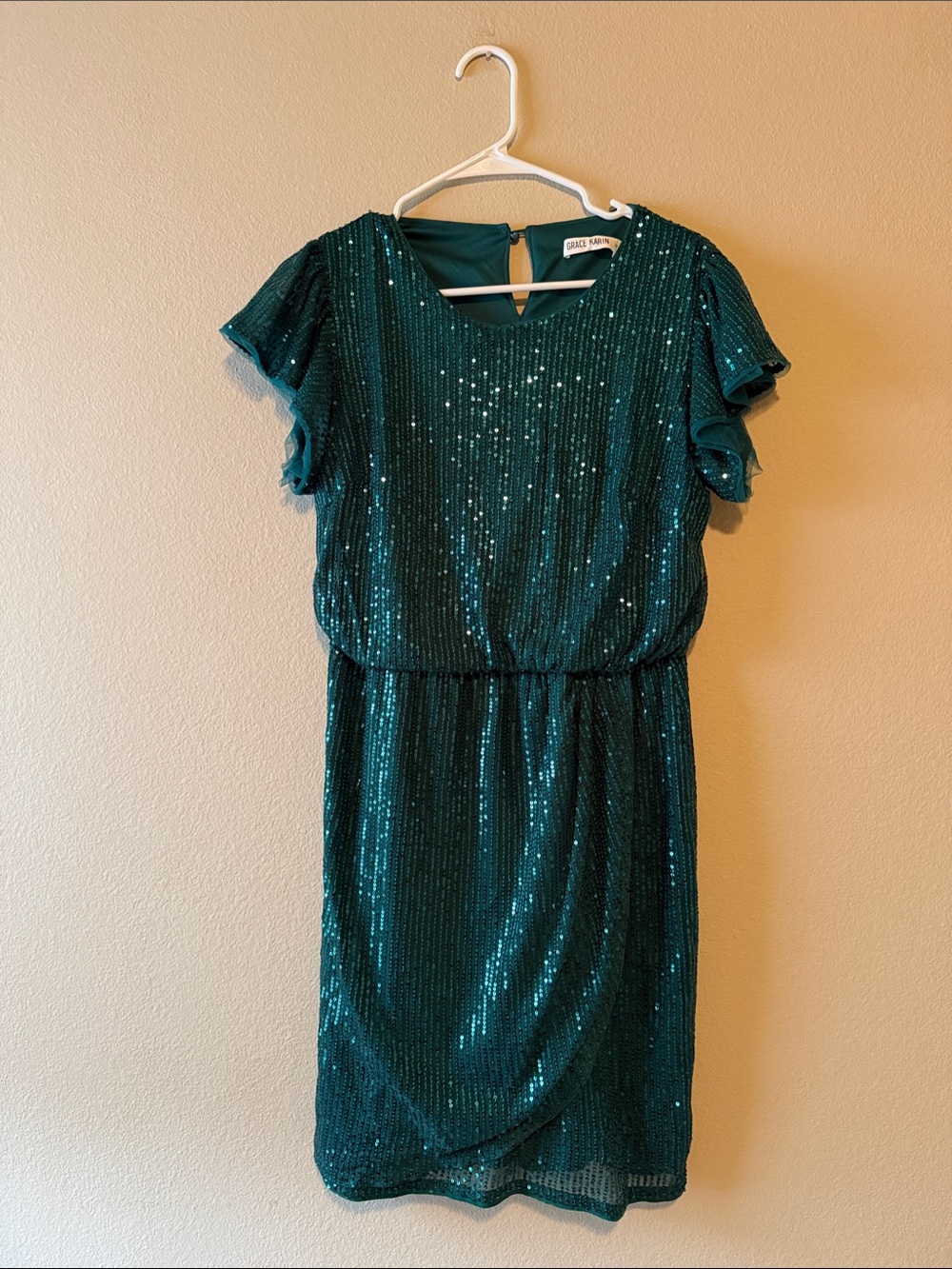 Grace Karin Teal Green Sequin Girls' Party Dress